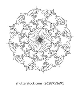 Whirling for kids Mandala coloring book page. Easy Mandala Coloring Book Pages for Adults to Relax, Experiences Give Relief. Resizeable Vector File