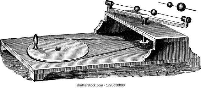 Whirling Table that is used to study the laws of centrifugal force, vintage line drawing or engraving illustration.