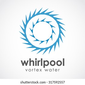 Whirlpool circle water vortex abstract vector logo design template business nature blue icon ocean company identity symbol concept