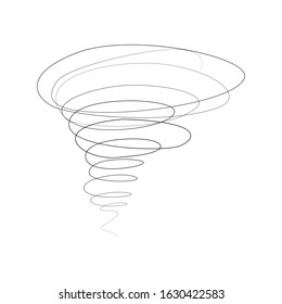 The whirlpool is drawn in one line  Vortex  Outline drawing  Vector  Isolated white background 