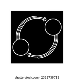 Whirlpool and exchange arrow logo with black and white background 