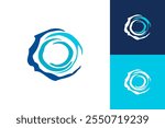 Whirlpool water circle logo icon abstract swirl element blue vector
