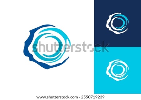 Whirlpool water circle logo icon abstract swirl element blue vector