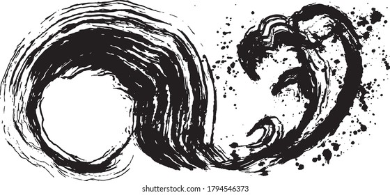 whirlpool. wave splash. brush stroke illustration.
