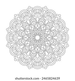 Whirls Kids Mandala Coloring Book Page for kdp Book Interior. Peaceful Petals, Ability to Relax, Brain Experiences, Harmonious Haven, Peaceful Portraits, Blossoming Beauty mandala design.