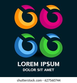 A whirlwind of abstract colored logos . Vector illustration isolated on background .
