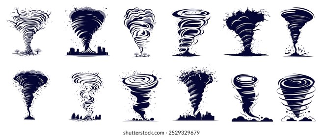 Whirlwind of a destructive tornado set icon