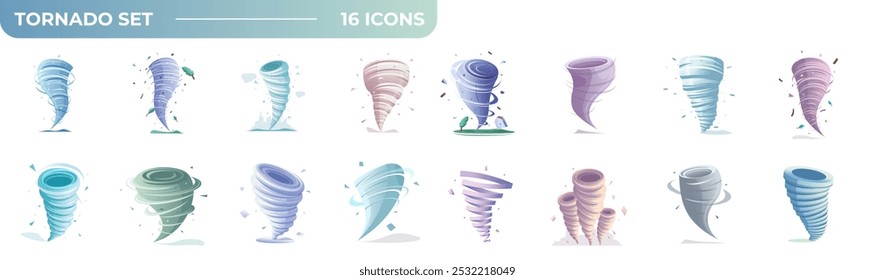 Torbellino de un conjunto de tornados destructivos icono