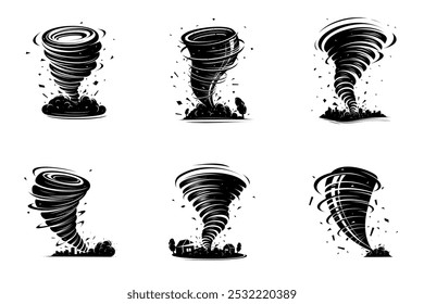 Whirlwind of a destructive tornado set icon