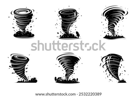 Whirlwind of a destructive tornado set icon