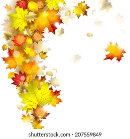 whirlwind of falling autumn leaves