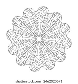 Whirlwind Kids Mandala Coloring Book Page for kdp Book Interior. Peaceful Petals, Ability to Relax, Brain Experiences, Harmonious Haven, Peaceful Portraits, Blossoming Beauty mandala design.