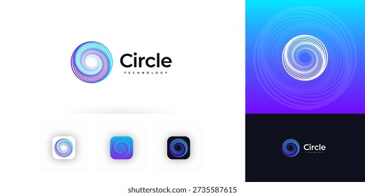 Whirlwind Logo Concept Design Twisting Line Icon Symbol Sign Label Emblem for AI Data Science Technology, Medical Innovation Medtech, Neural Research, Biotech Lab, Networks Tech. Vector Illustration