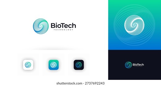 Whirlwind Logo Concept Design Twisting Line Icon Symbol Sign Label Emblem for AI Data Science Technology, Medical Innovation Medtech, Neural Research, Biotech Lab, Networks Tech. Vector Illustration