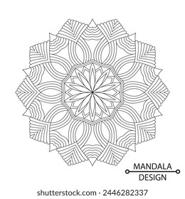 Whirlwind Mandala of Coloring Book Page for Adults and Children. Editable Vector File