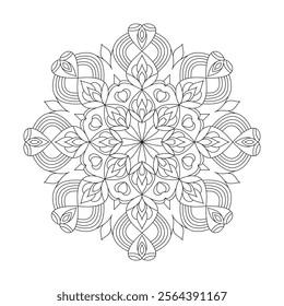 Whirlwind mandala coloring book page for Kids. Easy Mandala Coloring Book Pages for Adults to Relax, Experiences Give Relief. Resizeable Vector File