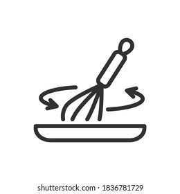 Whisk With Arrow, Cooking, Linear Icon. Editable Stroke