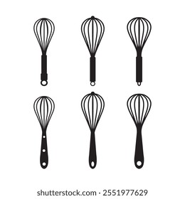 Whisk Black Silhouette Vector Set, Whisk Clipart Silhouette Bundle