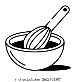 A whisk bowl drawn in sketchy style icon