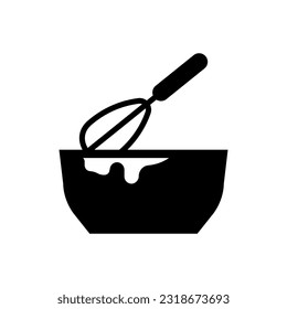 Whisk and bowl icon, logo isolated on white background