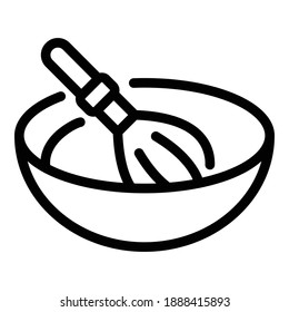 Whisk with bowl icon. Outline whisk with bowl vector icon for web design isolated on white background