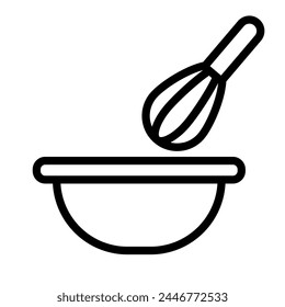 Icono de batidor y tazón. Vector.