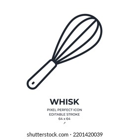 Whisk Editable Stroke Outline Icon Isolated On White Background Flat Vector Illustration. 