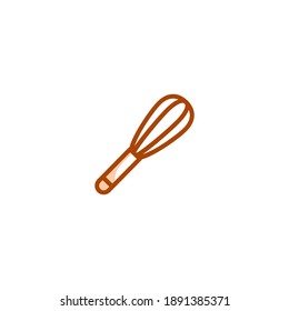 Whisk icon. Bakery icon. Simple, flat, outline, brown, two tones, color.