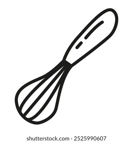 Whisk ícone.Egg batedor. Utensílios de cozinha cozimento.Isolado no fundo branco.Ilustração vetorial de contorno.