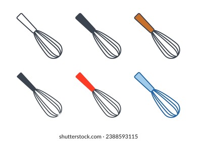 Whisk icon collection with different styles. Minimalist whisk for mixing and whisking icon symbol vector illustration isolated on white background