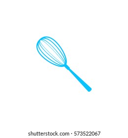 Whisk icon flat. Blue pictogram on white background. Vector illustration symbol