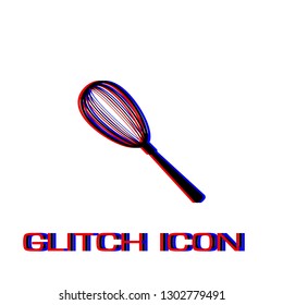 Whisk icon flat. Simple pictogram - Glitch effect. Vector illustration symbol