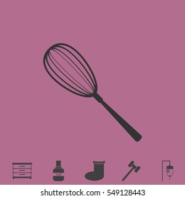 Whisk icon flat. Simple vector grey pictogram and bonus symbol