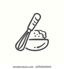 whisk icon, isolated handdrawn icon theme bakery