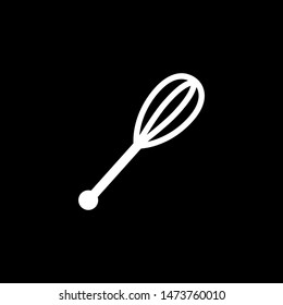 Whisk Icon On Black Background. Black Flat Style Vector Illustration.