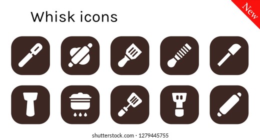  whisk icon set. 10 filled whisk icons. Simple modern icons about  - Peeler, Rolling pin, Spatula, Cooking