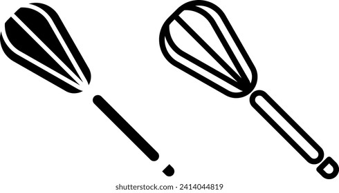 whisk icon, sign, or symbol in glyph and line style isolated on transparent background. Vector illustration