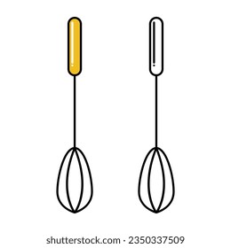 Whisk icon for web. Simple balloon whisk sign web icon silhouette with invert color. Minimalist whisk for mixing and whisking solid black icon vector design. Kitchen concept symbol. Egg whisk clippart