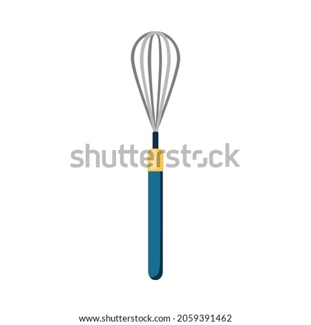 Whisk. Kitchen whisk for making omelets and cream. Kitchen utensils. Icon for website about kitchen, tools, cooking. Vector flat illustration, cartoon style.