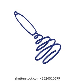 Bata. Esboço de utensílio. Vetor utensílio de cozinha e ferramenta. Ilustração de talheres. Caneta azul desenhada à mão ou desenho marcador. Filhos primitivos.