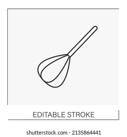 Whisk Line Icon. Special Kitchen Utensil For Whipping Cream. Cooking Tools Concept. Isolated Vector Illustration. Editable Stroke