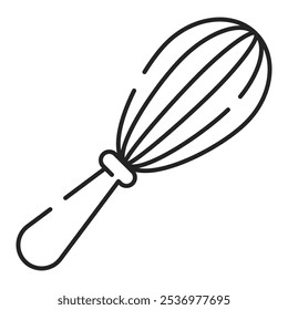 Whisk line icon vector isolated. Symbol of a cooking whisk, food mixing tool. Kitchen utensil. Steel kitchenware for products blend.