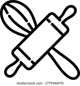whisk and rolling pin icon