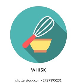Whisk Rounded Flat Color Icon, Mini Illustration Relate To Food, Gastronomy. Use For Modern Concept, Ui, Ux Web And App Development.