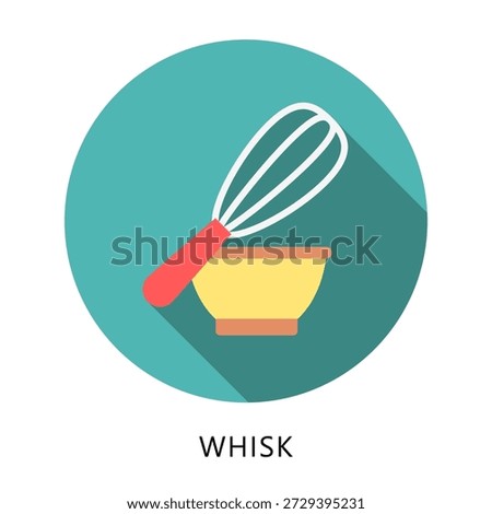 Whisk Rounded Flat Color Icon, Mini Illustration Relate To Food, Gastronomy. Use For Modern Concept, Ui, Ux Web And App Development.