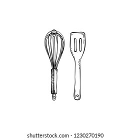 Whisk and Spatula Kitchen Utensils