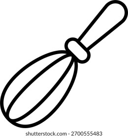 Design de vetor de Whisk em estilo moderno, ferramenta de cozimento e conceito de mistura de ingredientes, ilustração de preparação de cozinha. Ícone de Linha
