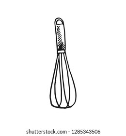 whisk vector doodle sketch isolated on white background
