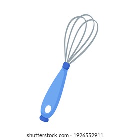 Whisk vector illustration isolated on white background. Cartoon blue whisk flat kitchen tools
