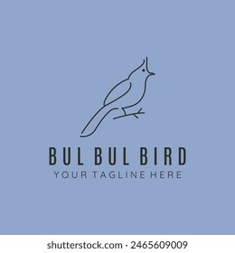 whiskered bulbul bird line art logo vector symbol illustration design